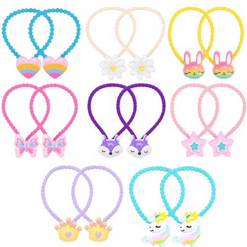 PinkSheep Hair Tie, 16 Count Cute Hair Accessories with Flower Balls for Girls Ages 0-5, Suitable for Various Occasions