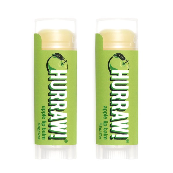 Hurraw! Apple Lip Balm, 2 Pack: Organic, Certified Vegan, Cruelty and Gluten Free. Non-GMO, 100% Natural Ingredients. Bee, Shea, Soy and Palm Free. Made in USA