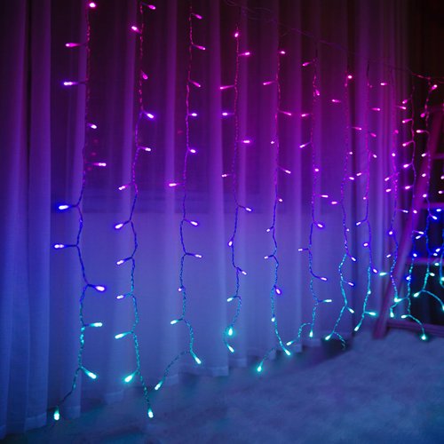 Bolylight Plug in Curtain Lights for Bedroom with 8 Flash Modes Girls Room Decor Ombre String Lights Fairy Wall Lights 192 LED for Bunk Beds Indoor Wedding Party Christmas Multicolor