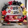 Movie Night Balloon Garland Arch Kit, Red Black Gold Balloons with Camera Star Foil Popcorn Flim Clapperboard Balloons for Birthdays Anniversaries Movie Theater Film Party Decorations
