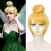 Probeauty Blonde Wig for Cosplay, Short Golden Wig for Women Girls, Halloween Costume Party Fluffy Synthetic Wigs with Buns + Wig Cap