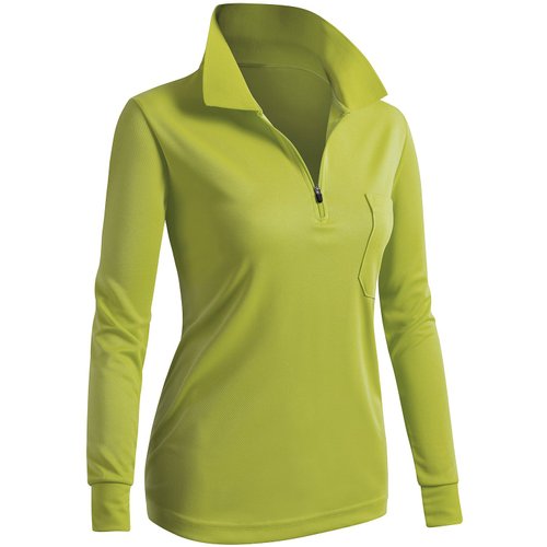 CLOVERY Women's Golf Wear Moisture Wicking Long Sleeve Zipup Polo Shirt Mustard Medium