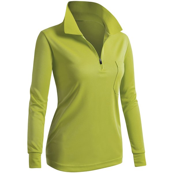 CLOVERY Women's Golf Wear Moisture Wicking Long Sleeve Zipup Polo Shirt Mustard Medium
