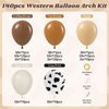 141pcs Western Cowboy Balloon Garland Arch Kit, Brown Light Brown Nude Sand White Cow Print Balloons for Farm Western Cowboy Baby Shower Birthday Party Decorations