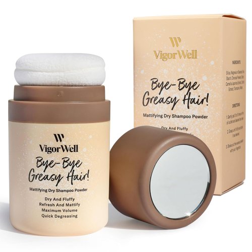 VigorWell Dry Shampoo Powder for Women, Dark Hair - Natural Non-Aerosol Travel Size, 2 Pack