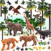 QuarenDen 49Pcs Rainforest Animals Figures, Model Scenery Kit, Jungle Animals Figures, Model Trees for Pinata Fillers, Boys Girls Educational Toys, Party Favors