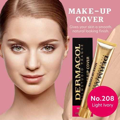 Dermacol - Full Coverage Foundation, Liquid Makeup Matte Foundation with SPF 30, Waterproof Foundation for Oily Skin, Acne, & Under Eye Bags, Long-Lasting Makeup Products, 30g, Shade 208