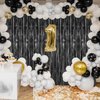 Accevo 3Pack Black Foil Fringe Curtains Party Streamers 3.2ft x 8.2ft Door Streamer Tinsel Streamers Black Party Decorations Photo Booth for Halloween New Year Holiday Celebration Party Decoration