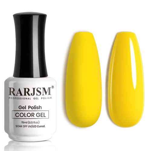 RARJSM Gel Nail Polish, 15ML Lemon Yellow Nail Polish Summer Colors Nails Gel Soak Off UV LED Gel...