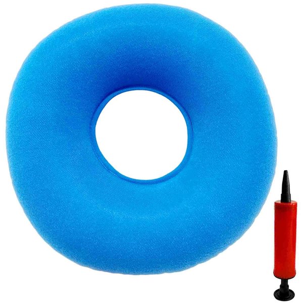 Shineyid Donut Pillow, Inflatable Donut Cushion for Tailbone Pain,Hemorrhoid Seat Cushion (15" Light Blue, Air Pump Included)