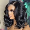 Glueless Wigs Human Hair Short Bob Wig Body Wave HD Lace Front Wigs for Black Women Wear and Go Pre Plucked 4x4 Lace Closure Wigs Brazilian Virgin Hair Natural Black Color 14inch (Full and soft)