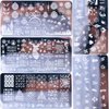 Christmas Nail Stamping Plates, 5Pcs Christmas Nail Stamper Kit Snowflakes Xmas Tree Bell Snowman Elk Nail Art Stencils Plates Winter Nail Stamp Kit Manicure Template Design Tool