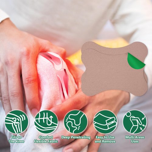 AOSORW Knee Joint Relief Patches: 30 Count Natural Herbal Kit for Heat Bone-on-Bone Support - Wormwood Back Neck Shoulder Feet Plaster - Soothing Muscle and Bone Hot Relief Patch