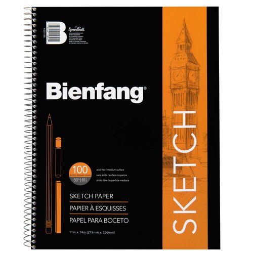 Bienfang Sketch Pad 11x14 Inch, 100 Sheets of 50lb 81gsm Art Paper, Spiral Bound Sketch Book Drawing Notebook