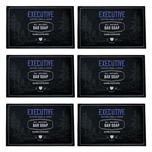Live Bearded: All-Natural Bar Soap For Men, 6-Pack of 5 oz. Bars, Made in the USA - Exfoliates, Moisturizes - Bamboo, Charcoal, Pumice, Coconut, Avocado, and Argan Oils - Executive Scent