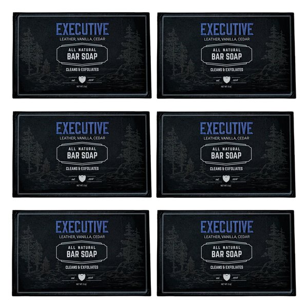 Live Bearded: All-Natural Bar Soap For Men, 6-Pack of 5 oz. Bars, Made in the USA - Exfoliates, Moisturizes - Bamboo, Charcoal, Pumice, Coconut, Avocado, and Argan Oils - Executive Scent