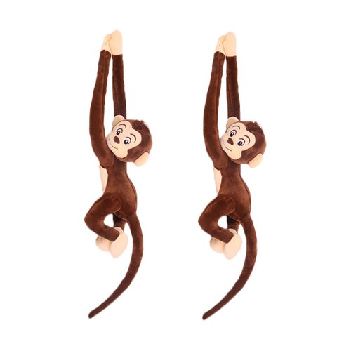 zhidiloveyou 2PCS Hanging Monkey Stuffed Animals Plush Cute Brown Monkey Toy for Kids, 27.6"