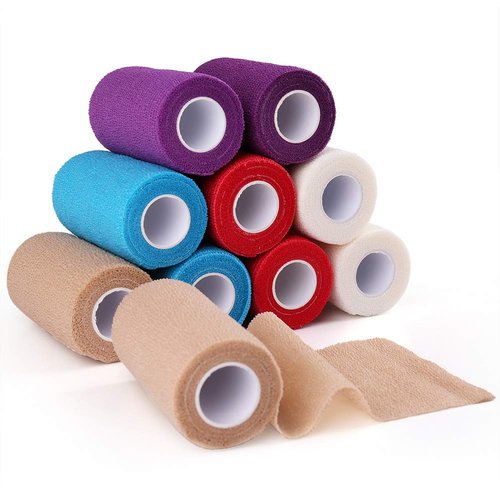 LotFancy Self Adhesive Bandage Wrap, 4 inch by 5 Yards, 10 Pack Self Adherent Cohesive Bandage, First Aid Medical Tape for Wrist, Ankle, Sprains and Swelling, Assorted Color