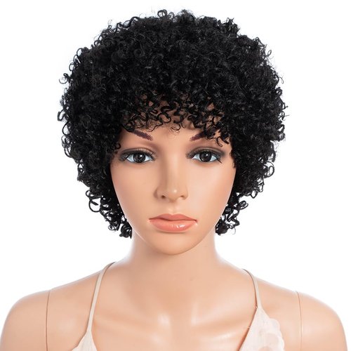 Style Icon Afro 5&quot; Short Curly Wigs 100% Brazilian Hair Natural Spiral Curls - Afro Wigs for Blac...