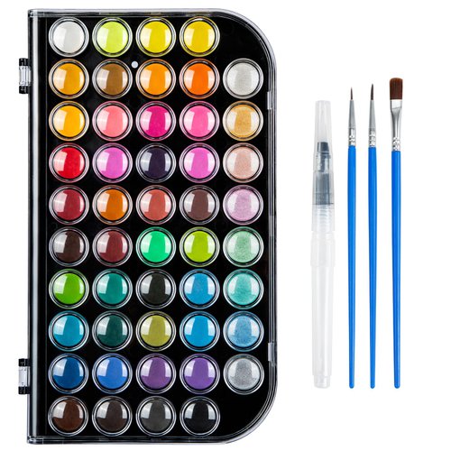 ANYUKE 40+8 Watercolor Paint Set, Washable Water Color Paint Sets for Kids Adult Beginner, Non-toxic Watercolors with 3 Brushes 1 Refillable Water Brush Pen and Palette, Artists Watercolor Set, Art Supplies