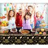 4PCS New Year Tablecloth, Disposable Black Gold NYE Party Tablecloth Decorations, Rectangular Plastic Happy New Year Table Cover NYE Theme Party Supplies for Birthday Party Decorations, 108 x 54”