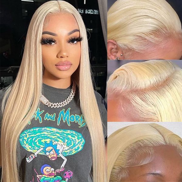Myecool 613 Lace Front Wig Human Hair 13x4 HD Transparent Straight Wigs Human Hair 150% Density Blonde Lace Frontal Human Hair Wigs Pre Plucked With Baby Hair for Women(26Inch, Blonde)