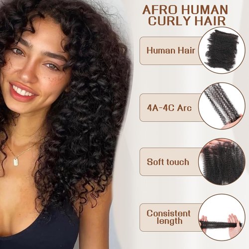 Hair Extensions Afro Kinkys Bulk Human Hair for Dreadlock Extensions Loc Repair Braiding Twist Tight Afro Kinky Human Hair for Locs (613 30g 1 oz, 10in)