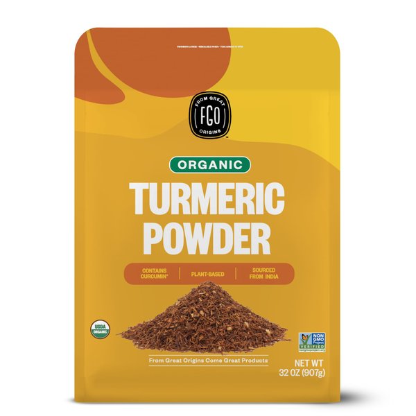 FGO Organic Turmeric Powder w/Curcumin, 100% Raw from India, 32oz, Packaging May Vary (Pack of 1)