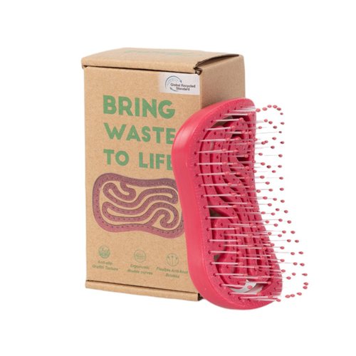 Tangols Double Curved Detangling Hair Brush-100% Bio-Friendly Detangler Hair Brush w/Ultra-Soft Anti Knot Nylon Bristles-Does not Pull on Hair for all Hair Types, Unisex Adults, Kids (Red)