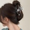 2 Pcs Spider Hair Clips Metal Claw Clips Black Silver Hollow Design Women Gothic Halloween Party Strong Hold Hair Accessories