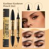 2 in 1 Microblading Eyebrow Pen & Liquid Eyeliner Pen, New Microblading Eyebrow Pen Tattoo Pencil 4 Fork Tip with Eyeliner Pen, Natural Looking Waterproof Eyebrow Pencil (02# Dark Brown)
