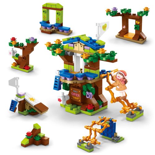 PinkBee Friends Treehouse Building Kit Girls Friendship Forest Jungle Tree House Toys Set 7 Scenes 6-in-1 Amusement Park Playset Birthday Roleplay Gifts for Old Kids Boys 8-12, 6-12, 7-9 (304PCS)
