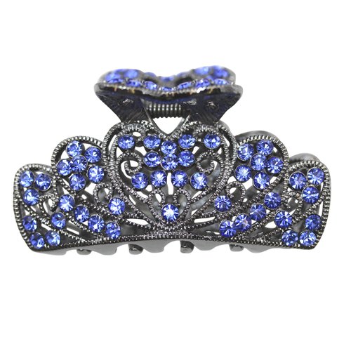 Faship Gorgeous Blue Crystal Floral Hair Claw Clips