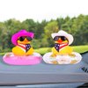 MuMyer Cowboy Car Rubber Duck Yellow Duck Dashboard Decoration Cool Duck Car Ornaments with Mini Cowboy Hat Scarf Sunglasses Necklace Swim Ring