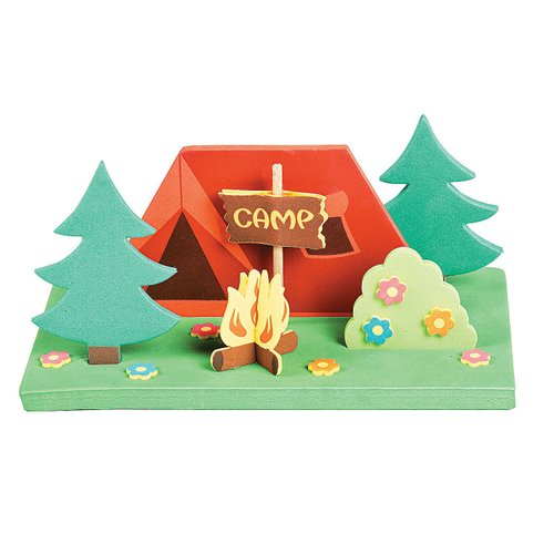 Fun Express Foam 3D Camp Scene - Crafts for Kids and Fun Home Activities - VBS Vacation Bible School Supplies/Decor- Craft Kit - 12