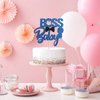 Baby Boy Cake Topper for Boy Birthday, Gender Reveal Welcome Baby Boy Cake Decoration, Baby Shower Birthday Party Supplies Boss Boy - Blue Black Glitter
