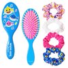 Baby Shark Hair Accessory 5 Pcs Set 1 Regular 9 inch Hair Brush For Girls + 4 Scrunchies For Kids Baby Shark Hair Accessories For Girls Detangling Brush Elastic Hair Ties Ropes Scrunchies