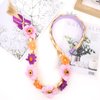 YISSION Princess Dess up Wigs Headband for Girls Long Braided Wig Headband with Purple Pink Flowers Costume Accessories Cosplay Birthday Party Hair Decorations