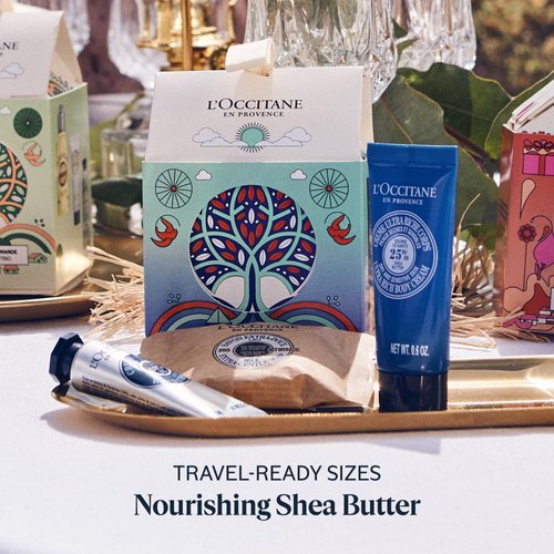 L'OCCITANE Shea Holiday Ornament Gift Set for Comforted & Nourished Skin: Includes Travel-Sized Shea Butter Hand Cream, Ultra Rich Body Cream and Milk Extra Gentle Soap