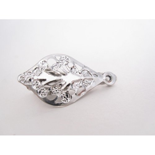 Small silver leaf alligator hair pin clip barrette for fine thin hair (Clip quantity: 2 clips)