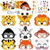Lonfliness 36 Set Jungle Animal Masks Crafts for Kids Safari Animal Mask Paper Art Craft Kit DIY Zoo Face Mask Stickers Masquerade Birthday Dress-Up Party Favors Classroom School Activities Supplies