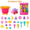 Sloosh Beach Sand Toys Set - Pink Dump Truck Car Toys with Sand Molds Toddlers Outdoor Play, Collapsible Buckets Mesh Bag Sand Shovels Castle Ice Cream Mold Sets, Kids Ages Sandbox Toys (Foods)