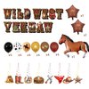 49Pcs Cowboy Party Decorations Included Wild West Yee Haw Banner Hanging Swilrs and Balloons Cowboy Birthday Hanging Decorations Western Classroom Decor for Boy Rodeo Party Decorations for Adults