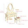 iLAND Wooden Dollhouse Furniture 1/12 Scale, Dollhouse Bedroom Furniture in Cream Color incl Dollhouse Bed & Dressing Table & Wardrobe (Elegant Miniature Furniture 6pcs)