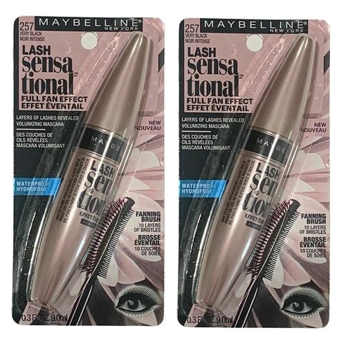 Pack of 2 Maybelline Lash Sensational Full Fan Effect Waterproof Mascara, Very Black 2572