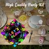 Glow Neon Party Supplies Kit for 24 Guests - 97 Pcs Including Plates, Forks, Napkins, Bunting - Ideal for Blacklight Neon-Themed Parties