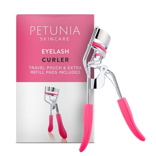 Silicone Eyelash Curler with Refill Pads & Satin Pouch Designed for No Pinching or Pulling and Perfect for Those with Straight Flat Lashes Wanting Dramatic Long Lasting Seamless Curls