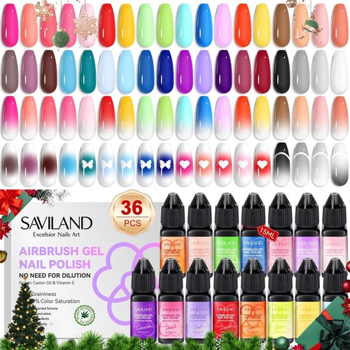 SAVILAND Airbrush Gel Nail Polish: 36 Colors No Need for Dilution Gel Polish Airbrush Paint for N...