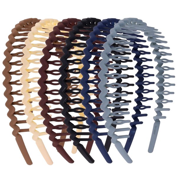 WLLHYF Hairband, 6 Pieces Shark Tooth Hair Comb Headbands for Girls Women Plastic Wave Shape Headbands Non-slip U Shaped Colorful Hair Bands Hair Styling Accessories
