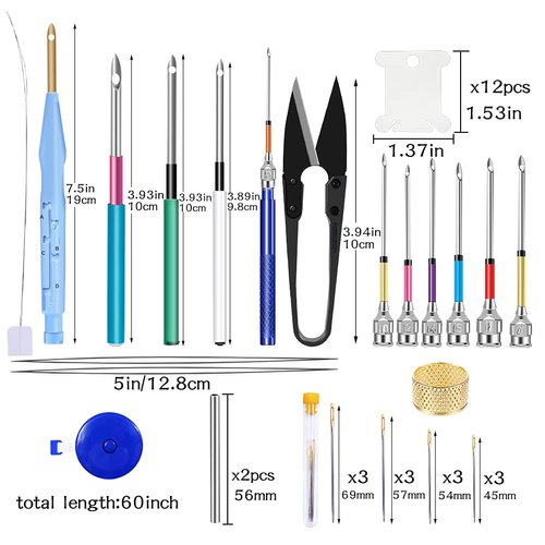 JUPEAN Embroidery Punch Needle, 156 Pcs Punch Needle Tool with Needle Punch, 110 Pcs Embroidery Thread, Embroidery Hoops, Embroidery Needles, Punch Needle Kit for Beginners